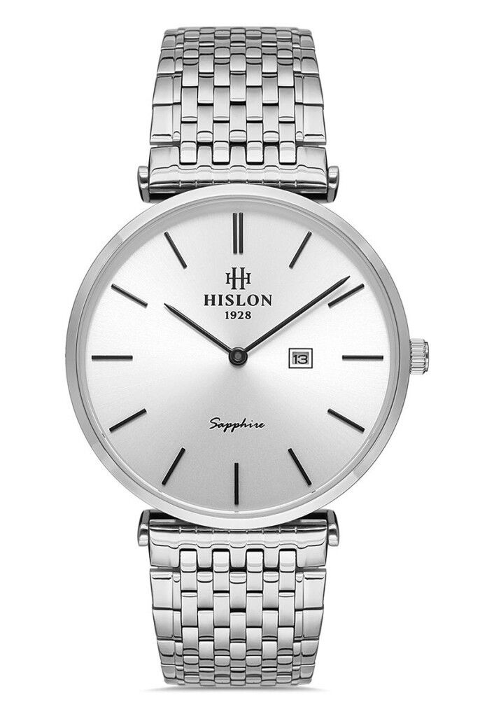 HISLON CL119S-02SS İNCE SLİM KLASİK SAFİR CAM ÇELİK ERKEK KOL SAATİ