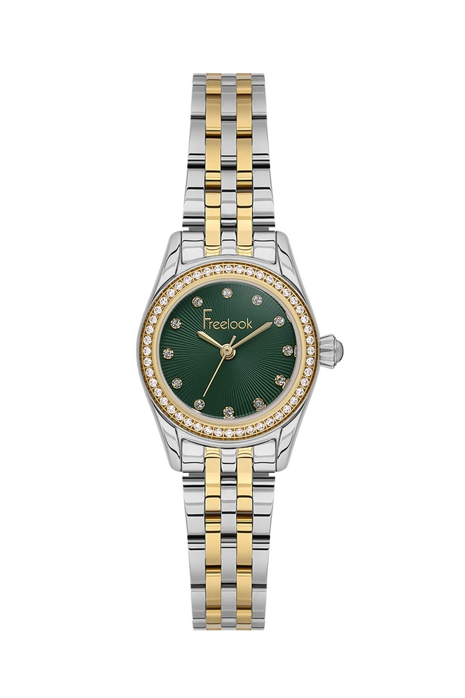 FREELOOK FL.1.10544-4 ALTIN KAPLAMA YEŞİL KADRAN TAŞLI KADIN KOL SAATİ