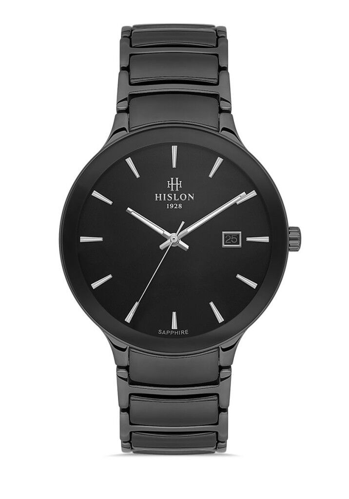 HISLON CL110B-04SS SERAMİK SAFİR CAM ERKEK KOL SAATİ