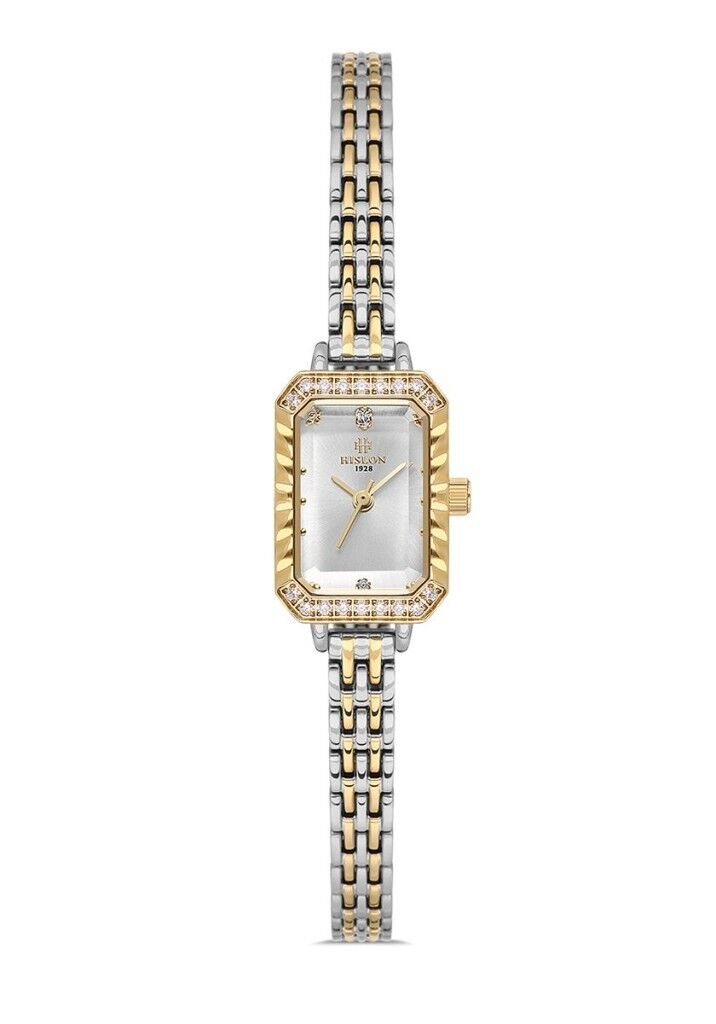 HISLON QL194T-02SG ALTIN KAPLAMA DİKDÖRTGEN TAŞLI KADIN KOL SAATİ