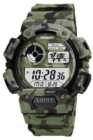 COCKPIT CK-2723GN DİJİTAL YEŞİL SİLİKON KAMUFLAJ ERKEK KOL SAATİ