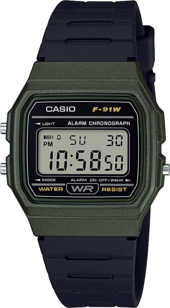 CASIO F-91WM-3ADF ASKER SAATİ SİYAH SİLİKON KORDON DİJİTAL ERKEK KOL SAATİ