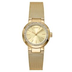 DKNY DK1L024M0025 ALTIN KAPLAMA HASIR KORDON TAŞLI KADIN KOL SAATİ