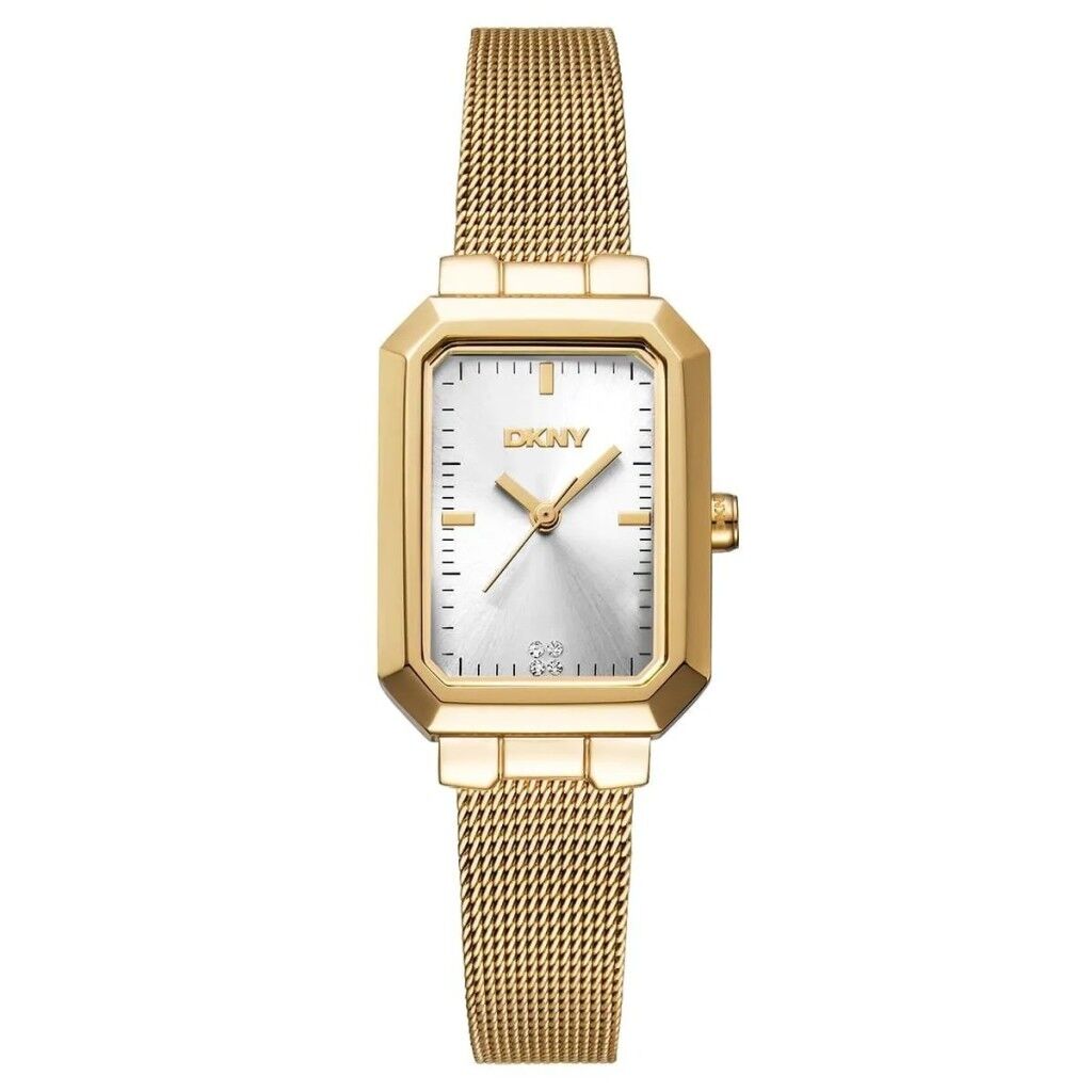 DKNY DK1L076M0135 ALTIN KAPLAMA HASIR KORDON DİKDÖRTGEN KADIN KOL SAATİ