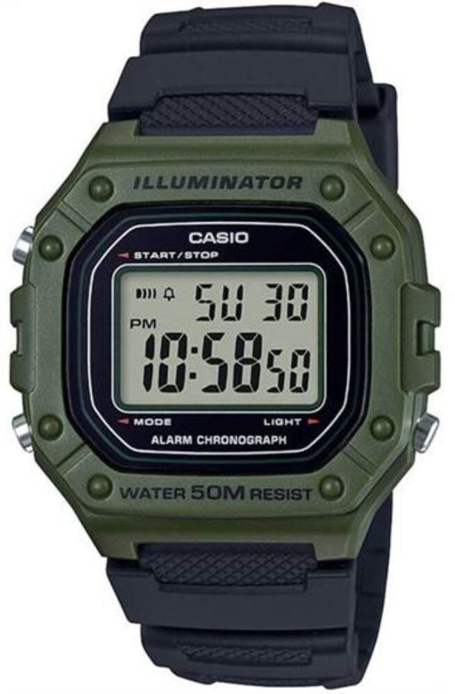 CASIO W-218H-3AVDF SİYAH SİLİKON KORDON DİJİTAL ERKEK KOL SAATİ