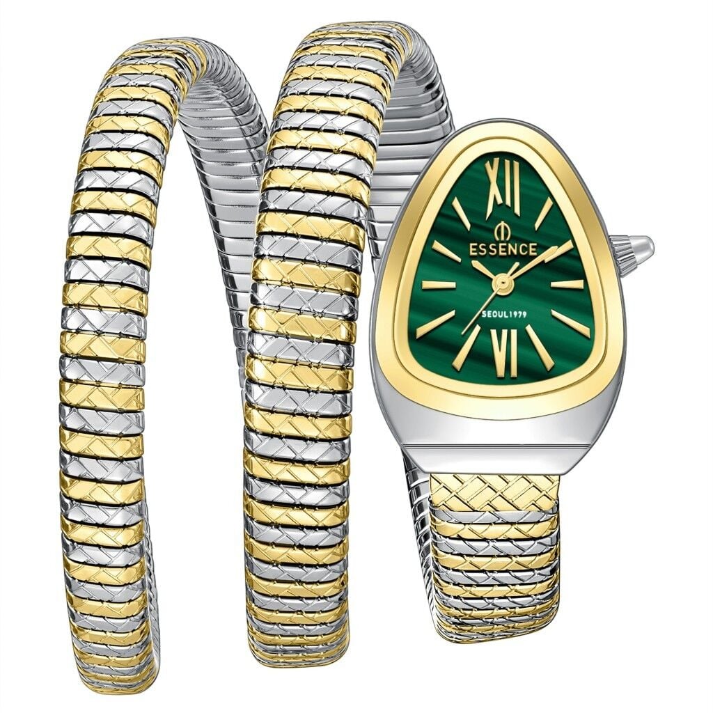 ESSENCE ES6987FE.270 ALTIN KAPLAMA YEŞİL KADRAN YILANLI MODEL KADIN KOL SAATİ