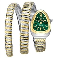 ESSENCE ES6987FE.270 ALTIN KAPLAMA YEŞİL KADRAN YILANLI MODEL KADIN KOL SAATİ