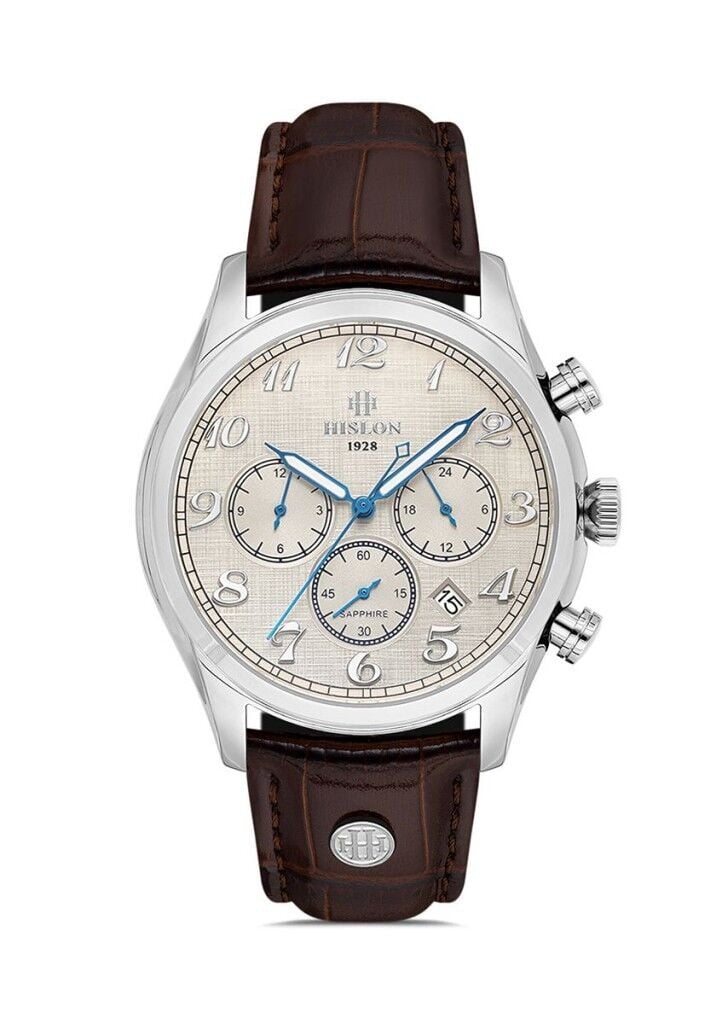 HISLON DT171S-01KS KAHVERENGİ DERİ KORDON SAFİR CAM ERKEK KOL SAATİ