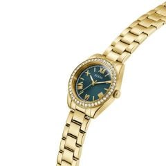 GUESS GUGW0841L9 ALTIN KAPLAMA YEŞİL KADRAN TAŞLI KADIN KOL SAATİ