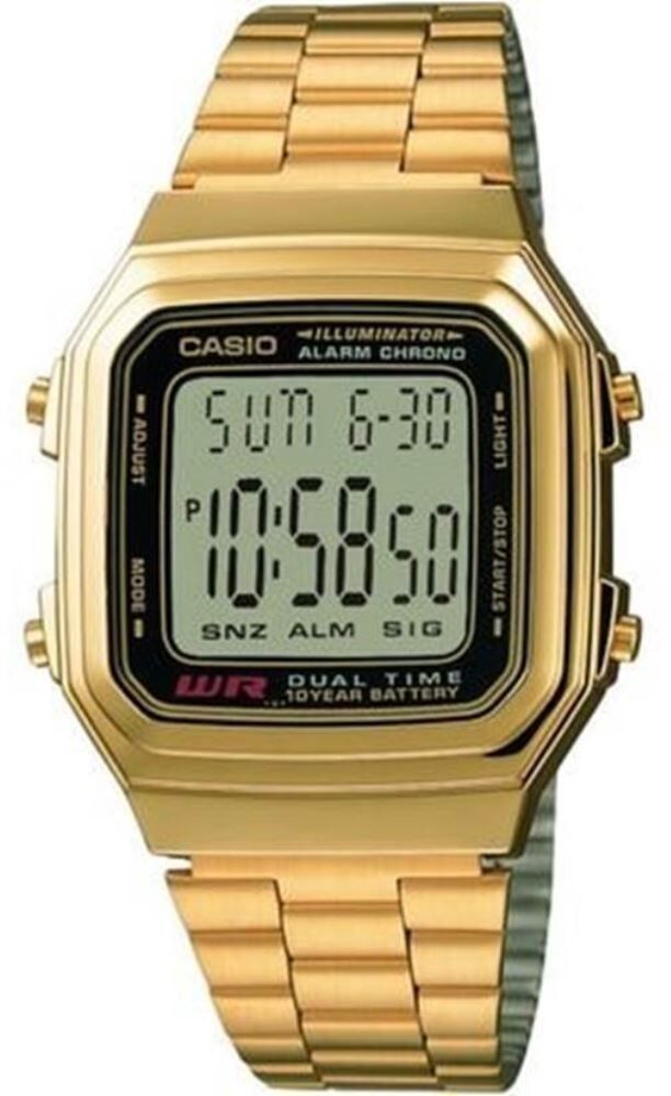 CASIO A178WGA-1ADF ALTIN KAPLAMA DİKDÖRTGEN DİJİTAL ERKEK KOL SAATİ