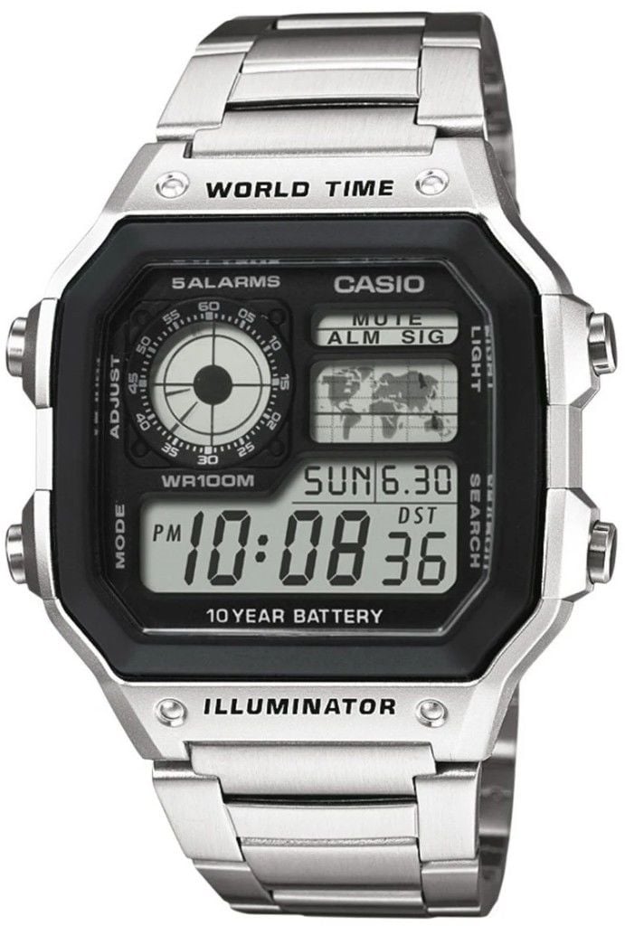 CASIO AE-1200WHD-1AVDF DİJİTAL KARE METAL ERKEK KOL SAATİ
