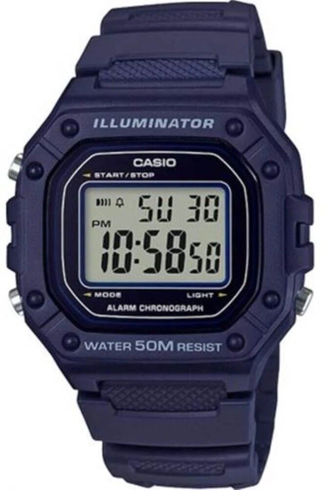 CASIO W-218H-2AVDF DİJİTAL LACİVERT SİLİKON KORDON ERKEK KOL SAATİ