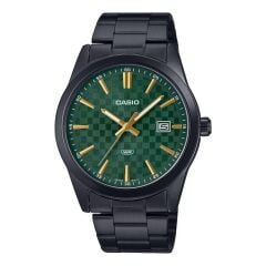CASIO MTP-VD03B-3AUDF SİYAH İYON KAPLAMA YEŞİL KADRAN ERKEK KOL SAATİ