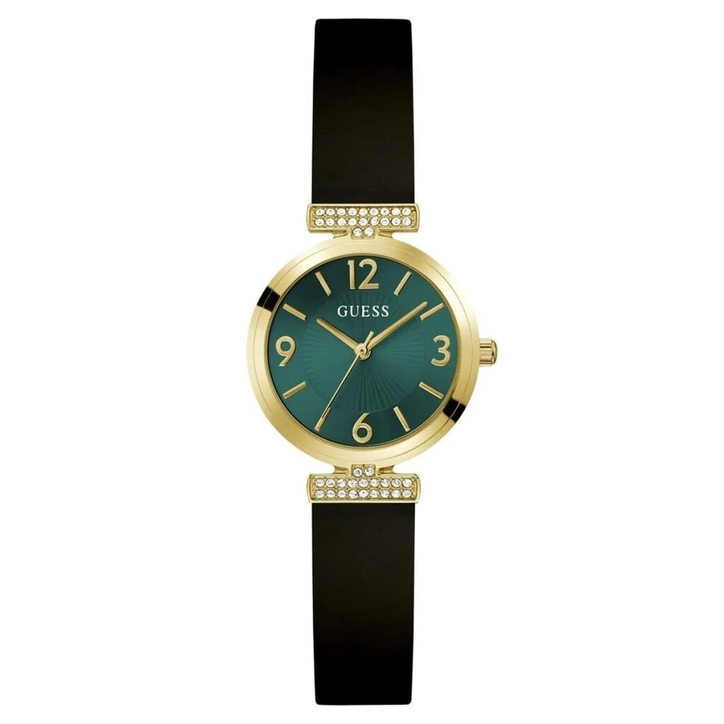 GUESS GUGW0912L4 SİYAH SİLİKON KORDON YEŞİL KADRAN KADIN KOL SAATİ
