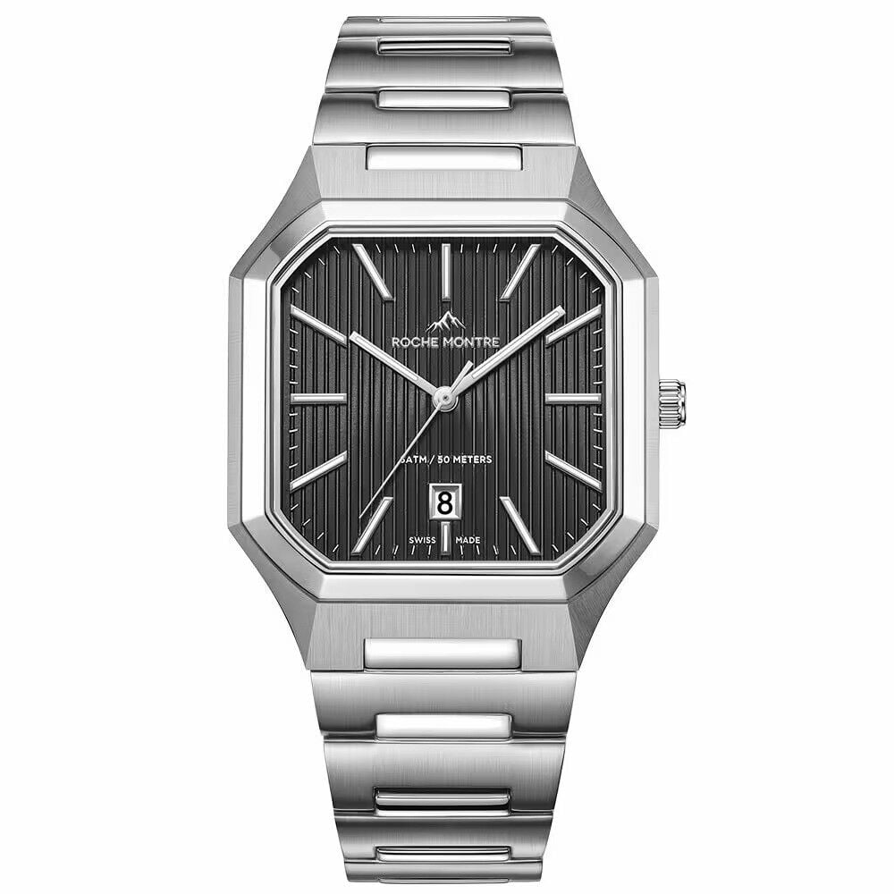 ROCHE MONTRE RMG8002-01 SWISS MADE SAFİR CAM ÇELİK KARE ERKEK KOL SAATİ