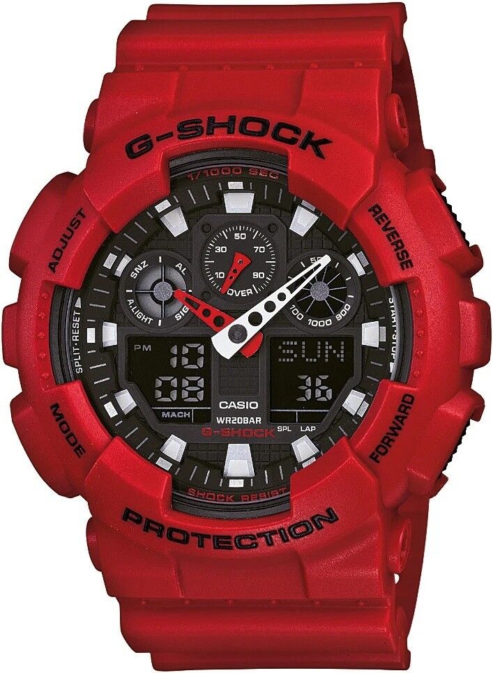 CASIO G-SHOCK GA-100B-4ADR KIRMIZI SİLİKON KORDON ANALOG/DİJİTAL ERKEK KOL SAATİ