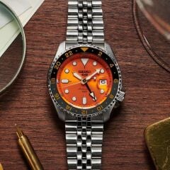SEIKO 5 SPORTS GMT SSK005J TURUNCU KADRAN PİLSİZ OTOMATİK SERAMİK BEZEL ÇELİK ERKEK KOL SAATİ