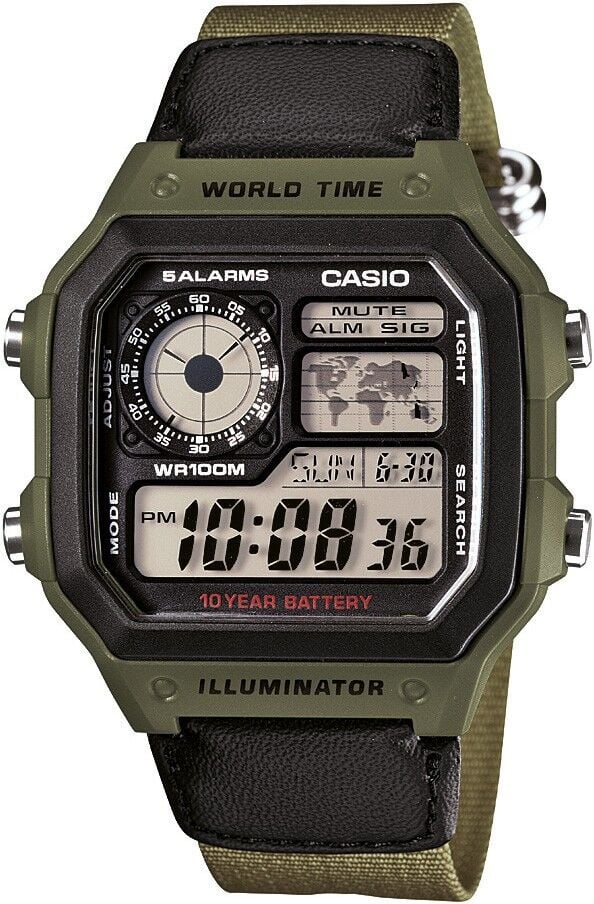 CASIO AE-1200WHB-3BVDF YEŞİL PALASKA KORDON DİJİTAL KARE ERKEK KOL SAATİ