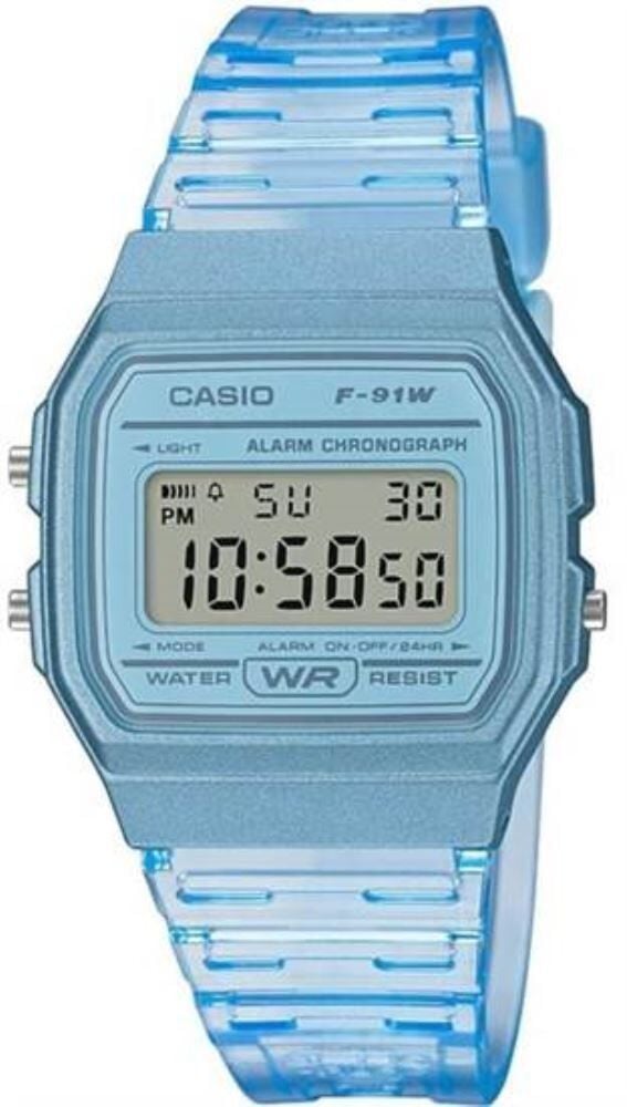 CASIO F-91WS-2DF MAVİ SİLİKON KORDON ÇOCUK KOL SAATİ