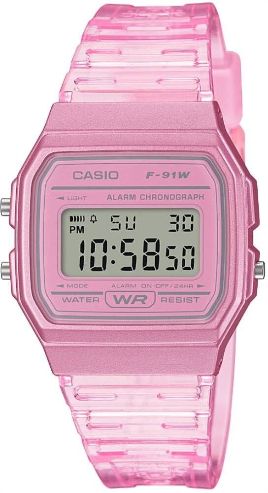 CASIO F-91WS-4DF PEMBE SİLİKON KORDON DİJİTAL ÇOCUK KOL SAATİ