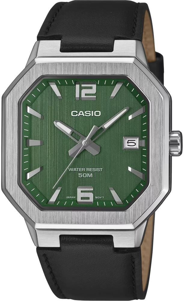 CASIO MTP-B195L-3AVDF YEŞİL KADRAN SİYAH DERİ KORDON KARE ERKEK KOL SAATİ