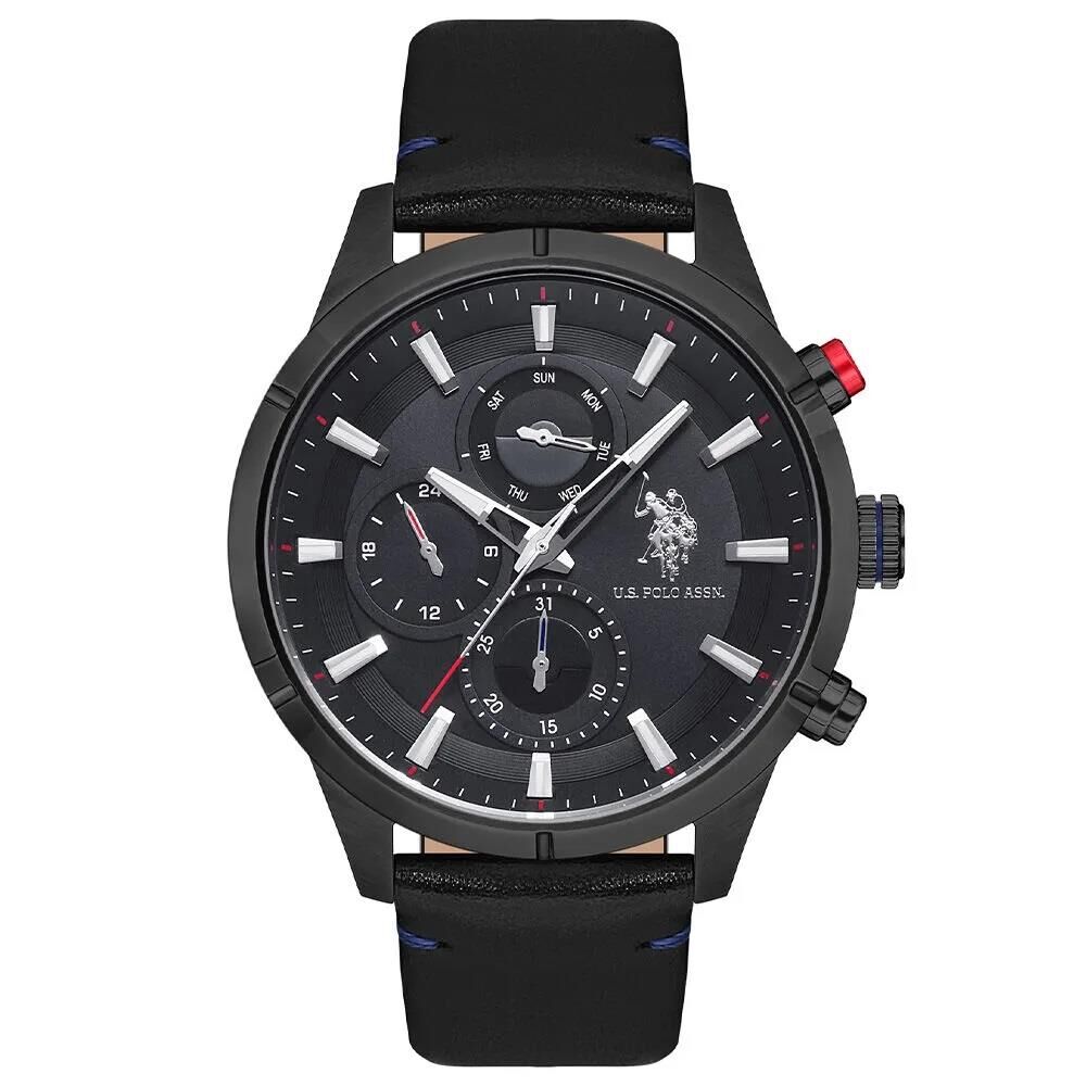 U.S. POLO ASSN. USPA1014-08 SİYAH DERİ KORDON ERKEK KOL SAATİ