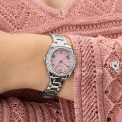 GUESS GUGW0841L4 PEMBE KADRAN TAŞLI ÇELİK KADIN KOL SAATİ