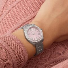 GUESS GUGW0841L4 PEMBE KADRAN TAŞLI ÇELİK KADIN KOL SAATİ