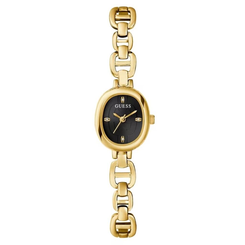 GUESS GUGW0982L2 ALTIN KAPLAMA SİYAH KADRAN OVAL KADIN KOL SAATİ