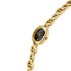 GUESS GUGW0982L2 ALTIN KAPLAMA SİYAH KADRAN OVAL KADIN KOL SAATİ