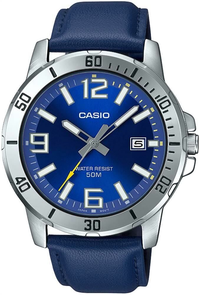 CASIO MTP-VD01L-2BVUDF LACİVERT DERİ KORDON ERKEK KOL SAATİ