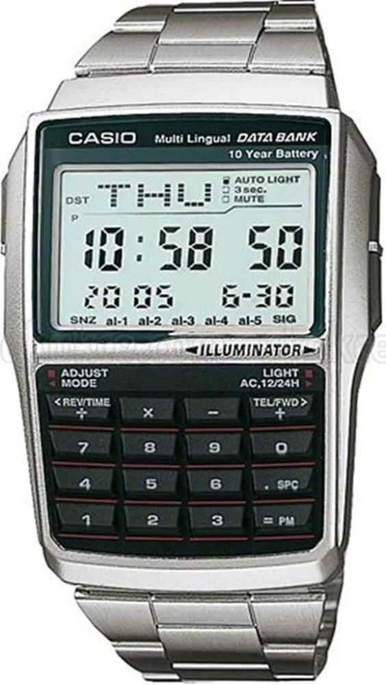 CASIO DBC-32D-1ADF TELEFON HAFIZALI HESAP MAKİNALI METAL DİJİTAL ERKEK KOL SAATİ