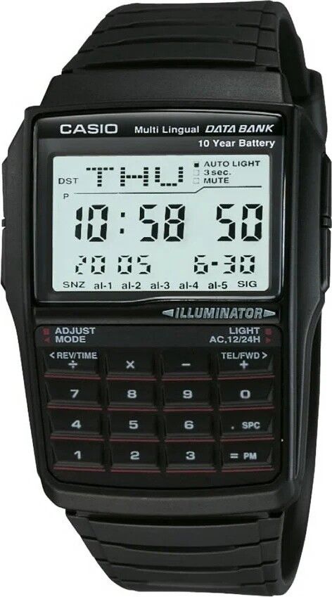 CASIO DBC-32-1ADF TELEFON HAFIZALI HESAP MAKİNALI SİLİKON KORDON DİJİTAL ERKEK KOL SAATİ