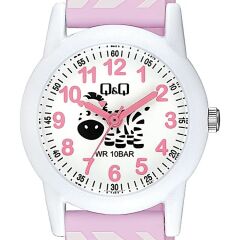 Q&Q V22A-013VY PEMBE SİLİKON KORDON RAKAMLI ÇOCUK KOL SAATİ