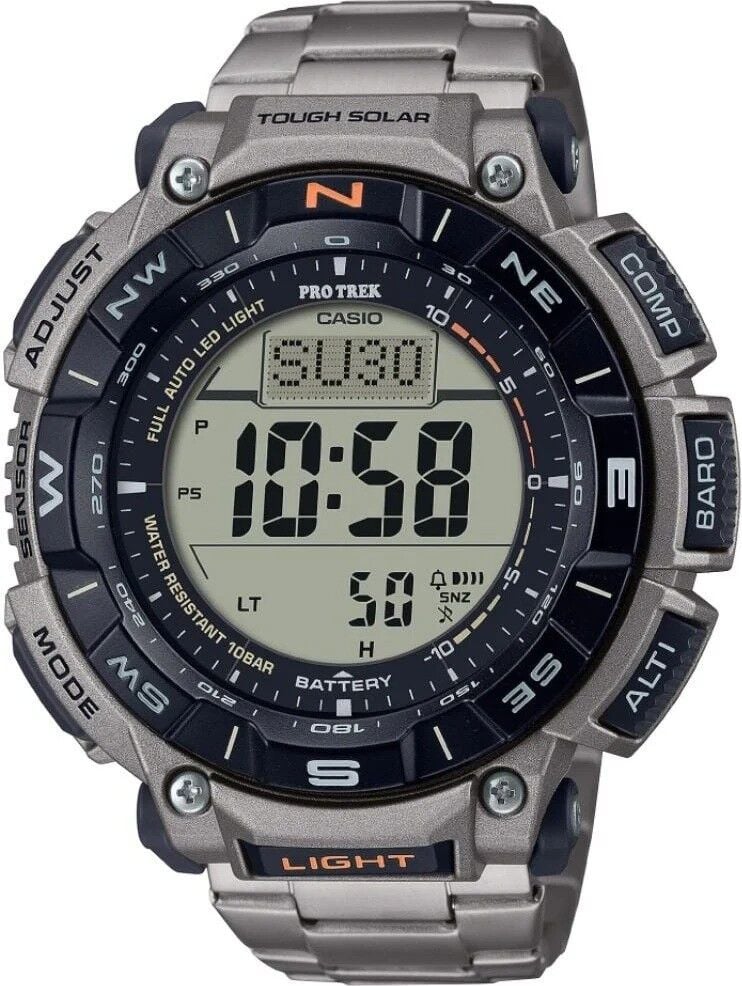 CASIO PRO TREK PRG-340T-7DR TİTANYUM PİLSİZ SOLAR BAROMETRE-PUSULA-TERMOMETRELİ ERKEK KOL SAATİ