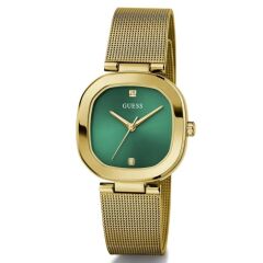 GUESS GUGW0768L2 PIRLANTALI ALTIN KAPLAMA YEŞİL KADRAN HASIR KADIN KOL SAATİ