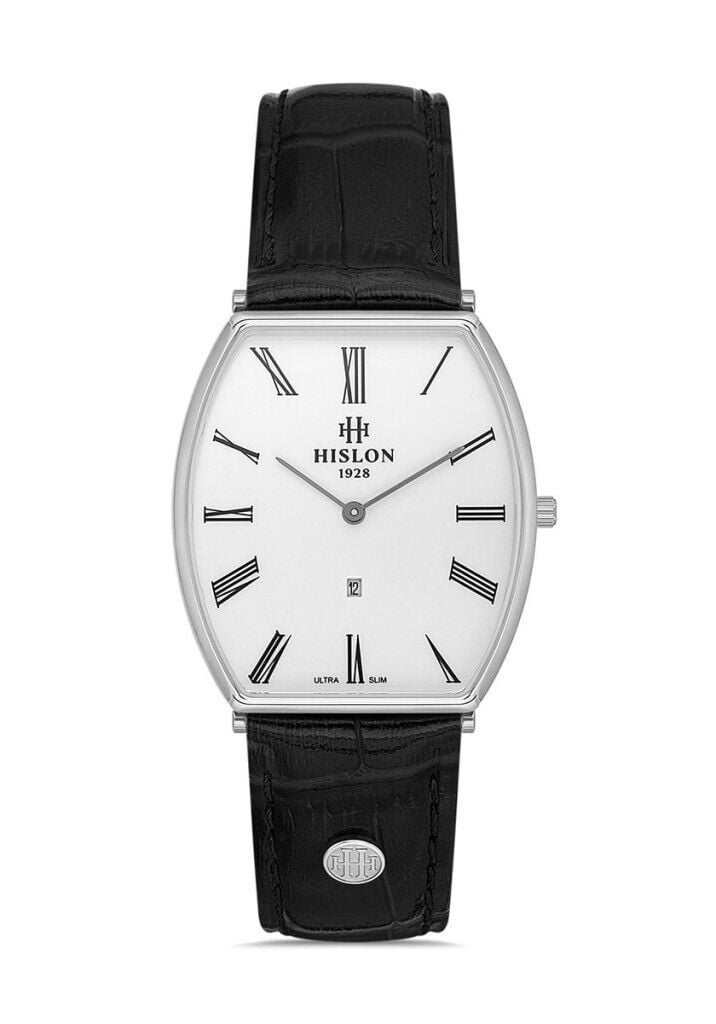HISLON CL179S-02BS SİYAH DERİ KORDON İNCE YAPRAK MODEL OVAL ERKEK KOL SAATİ