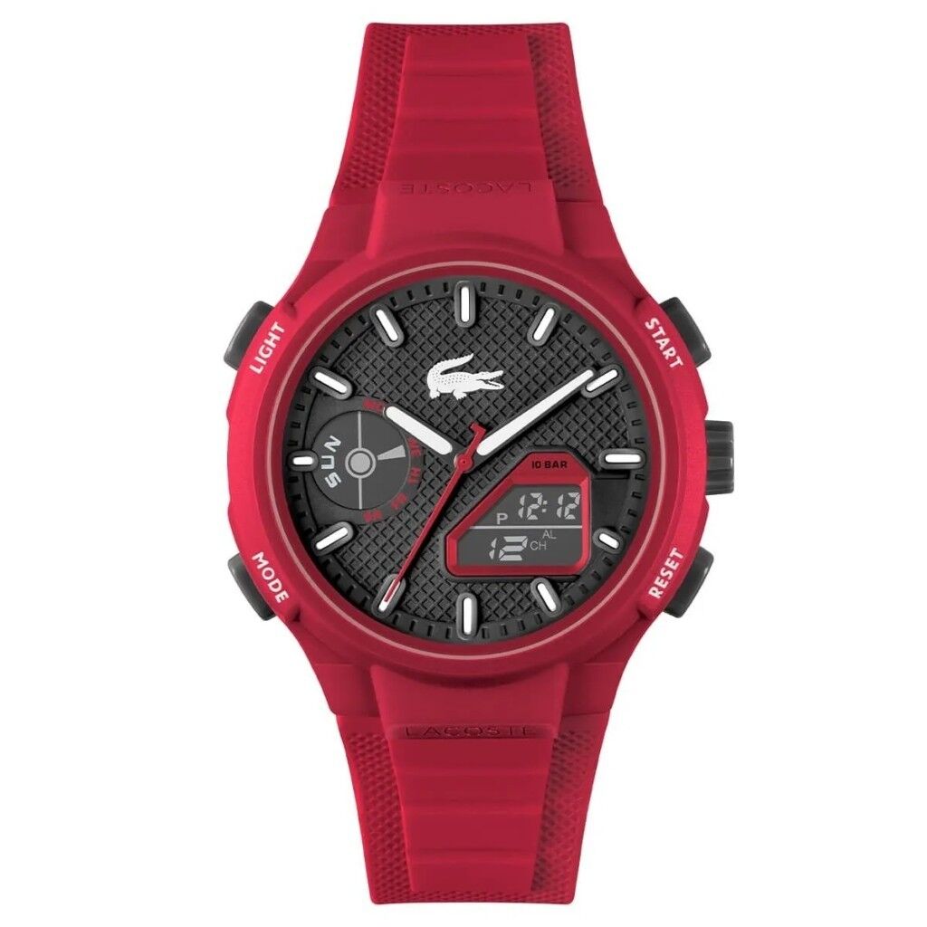 LACOSTE LAC2011368 KIRMIZI SİLİKON KORDON ANALOG/DİJİTAL ERKEK KOL SAATİ