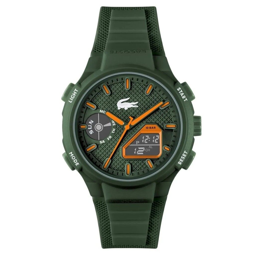 LACOSTE LAC2011367 YEŞİL SİLİKON KORDON ANALOG/DİJİTAL ERKEK KOL SAATİ