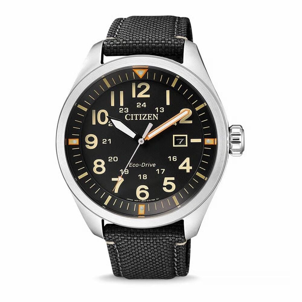 CITIZEN ECO-DRIVE AW5000-24E PİLSİZ SOLAR SİYAH TEKSTİL KORDON ERKEK KOL SAATİ