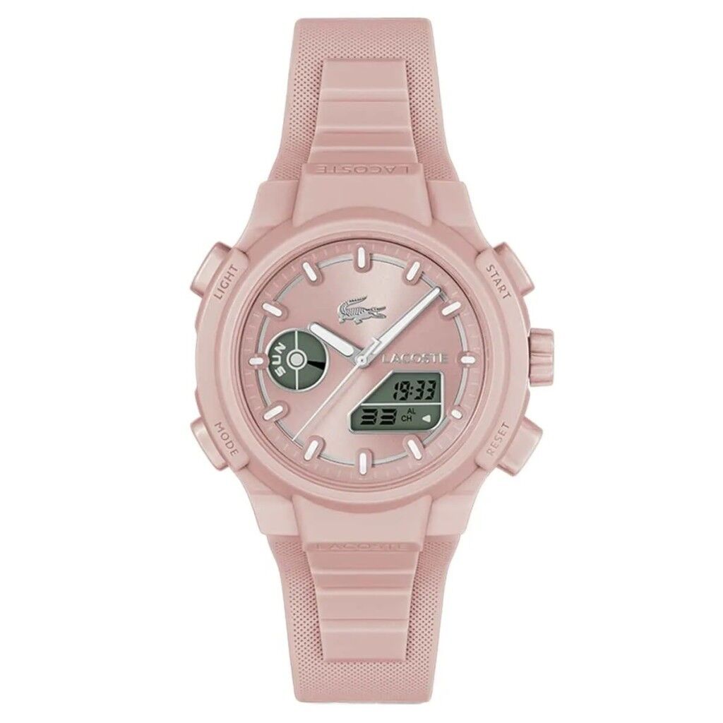 LACOSTE LAC2001429 PEMBE SİLİKON KORDON ANALOG/DİJİTAL KADIN KOL SAATİ