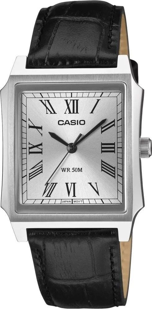 CASIO MTP-B190L-7BVDF SİYAH DERİ KORDON ROMA RAKAMLI DİKDÖRTGEN ERKEK KOL SAATİ