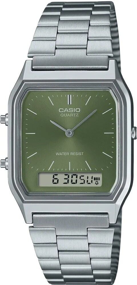 CASIO AQ-230A-3AMQYDF ANALOG DİJİTAL DİKDÖRTGEN YEŞİL KADRAN UNISEX KOL SAATİ