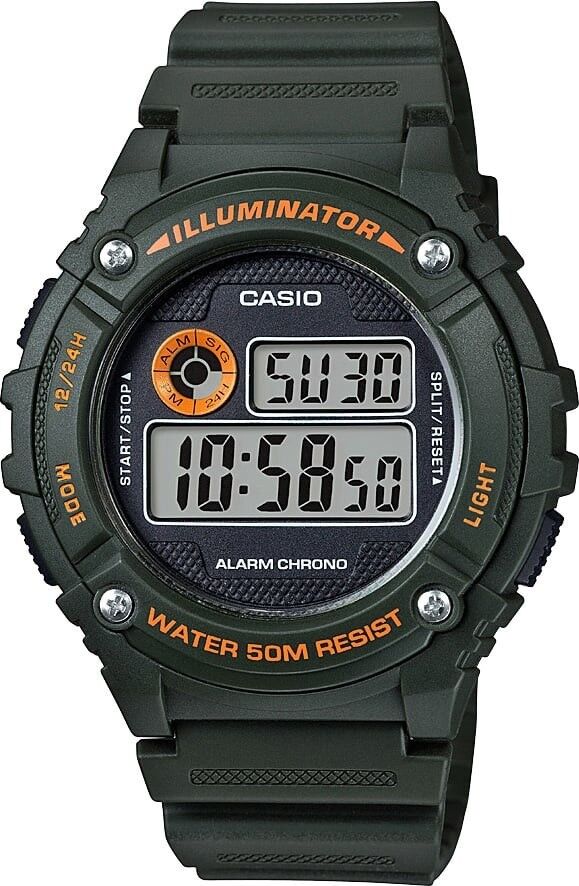 CASIO W-216H-3BVDF YEŞİL SİLİKON KORDON DİJİTAL ERKEK KOL SAATİ