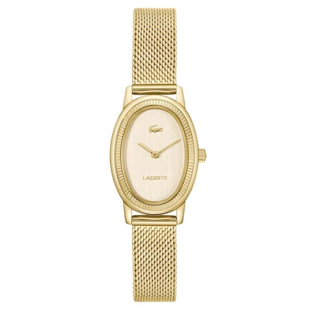 LACOSTE LAC2001453 ALTIN KAPLAMA HASIR KORDON OVAL KADIN KOL SAATİ