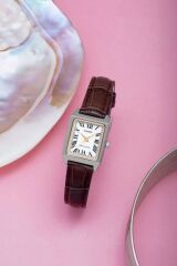 CASIO LTP-V007L-7B2UDF KAHVERENGİ DERİ KORDON ROMA RAKAMLI KARE KADIN KOL SAATİ
