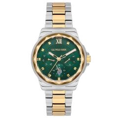 U.S. POLO ASSN. USPA2065-05 ALTIN KAPLAMA YEŞİL KADRAN KADIN KOL SAATİ