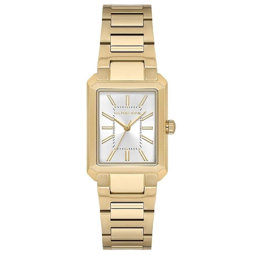 U.S. POLO ASSN. USPA2123-04 ALTIN KAPLAMA DİKDÖRTGEN KADIN KOL SAATİ