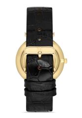 HISLON CL119G-03BG İNCE SLIM KLASİK SİYAH DERİ KORDON SAFİR CAM ERKEK KOL SAATİ