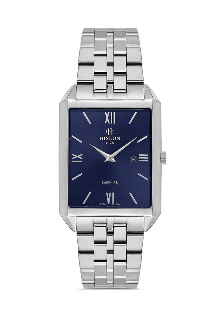 HISLON CL150S-11SS İNCE SLİM KLASİK ÇELİK DİKDÖRTGEN SAFİR CAM ERKEK KOL SAATİ